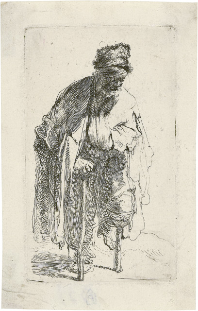 Rembrandt Harmensz. van Rijn  : Der Stelzfuss - Bettler mit einem Holzbein , 1630 