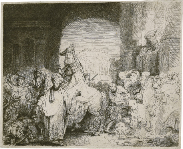 Rembrandt Harmensz. van Rijn : Der Triumph des Mordechai, Um 1641 