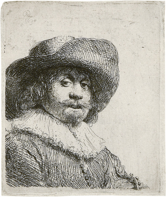 Rembrandt Harmensz. van Rijn : Mann mit breitkrempigem Hut, 1630 