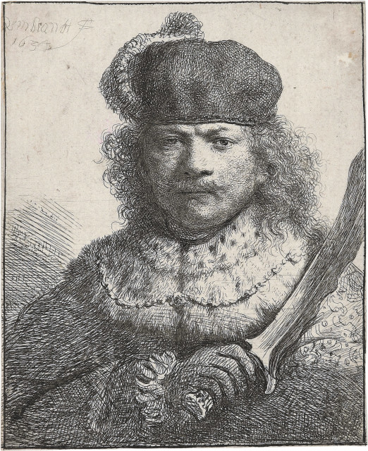Rembrandt Harmensz. van Rijn  : Selbstbildnis mit dem Säbel , 1634 