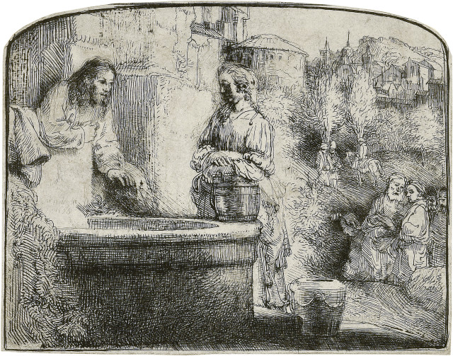 Rembrandt Harmensz. van Rijn : Christus und die Samariterin, 1657 
