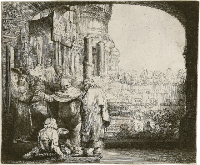 Rembrandt Harmensz. van Rijn  : Petrus und Johannes, an der Pforte des  ..., 1659 