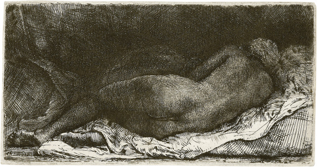 Rembrandt Harmensz. van Rijn : Liegende nackte Frau, 1658 