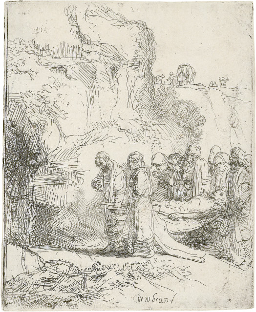 Rembrandt Harmensz. van Rijn : Christus zu Grabe getragen, Um 1645 