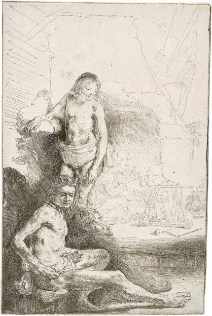 Rembrandt Harmensz. van Rijn : Zwei männliche Akte, Um 1646 
