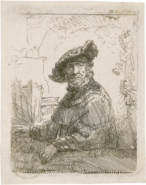 Rembrandt Harmensz. van Rijn : Der Mann in der Laube, 1642 