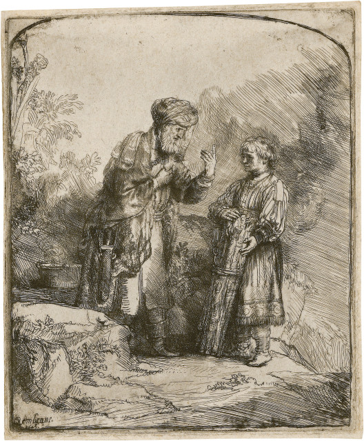 Rembrandt Harmensz. van Rijn : Abraham mit Isaak sprechend, 1645 