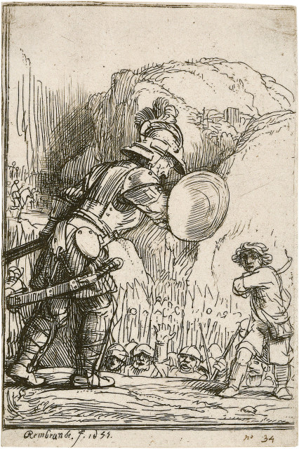 Rembrandt Harmensz. van Rijn : David und Goliath, 1655 