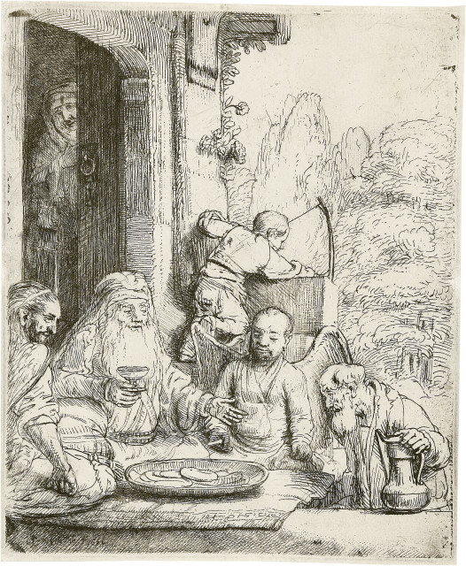 Rembrandt Harmensz. van Rijn : Abraham, die Engel bewirtend, 1656 