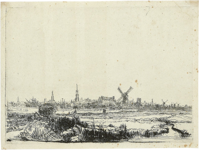 Rembrandt Harmensz. van Rijn  : Ansicht von Amsterdam - Kopie , Um 1641 