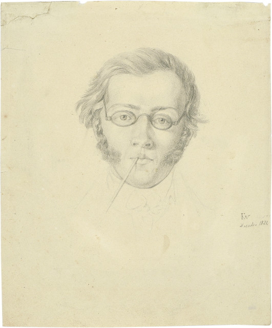 Ferdinand Georg Waldmüller : Kopf des Geigers und Komponisten Franz (Fran�..., 1821 