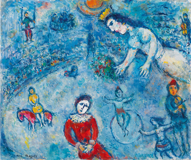 Marc Chagall  : Le cirque bleu , 1982 