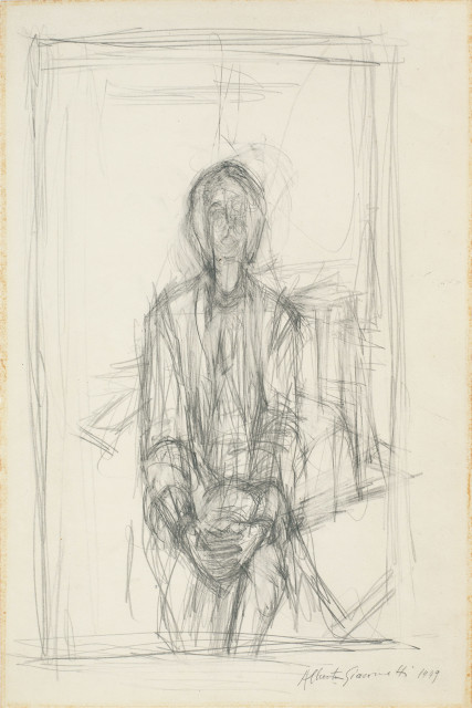 Alberto Giacometti : Annette de face, assise, dans la salle à ..., 1949 