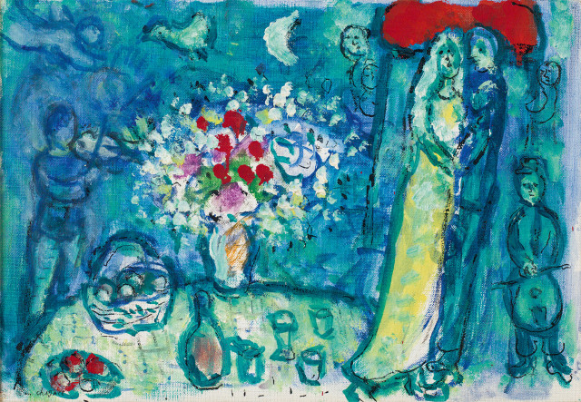 Marc Chagall : Bouquet et fruits pour les mariés, 1975 
