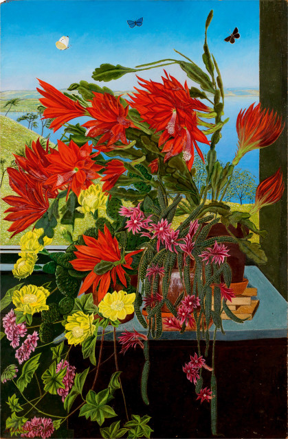 Adolf Dietrich : Stillleben mit Kakteen vor See, 1941 