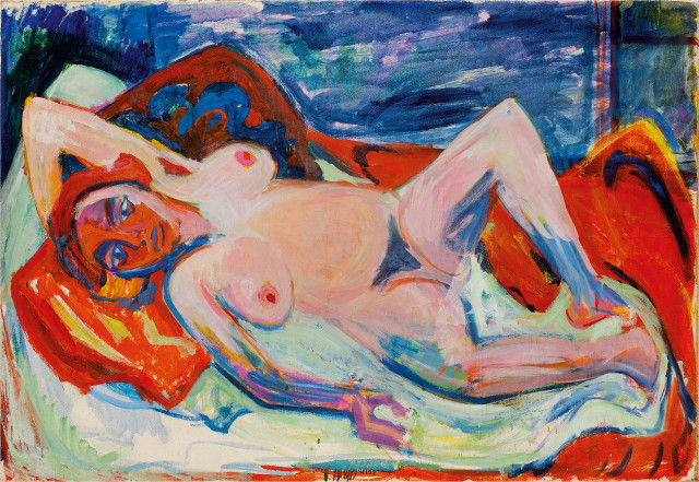 Hermann Scherer : Liegender Akt auf Sofa, 1924 - 1926 
