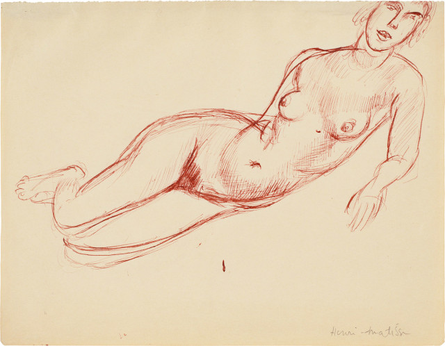 Henri Matisse : Nu allongé vers la droite, s'appuyant sur ..., Um 1914 