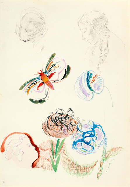 Odilon Redon : Feuille d'études, Um 1890 