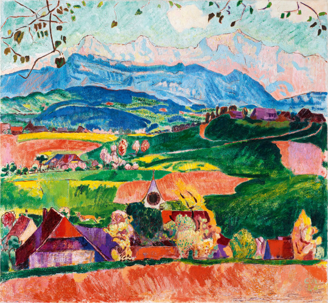 Cuno Amiet  : Bauernhäuser in Affoltern im Emmental, mit  ..., 1926 