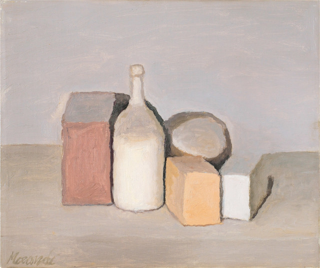 Giorgio Morandi  : Natura morta - Nature morte à la bouteille  ..., 1955 