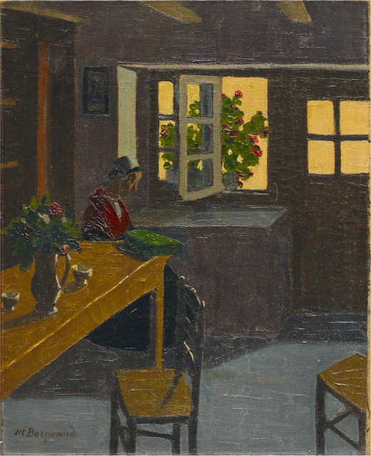 Marius Borgeaud  : Jeune femme à la cuisine , 1920 