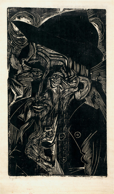 Ernst Ludwig Kirchner : Alter bärtiger Älpler in schwarzem Hut - ..., Oktober 1919 