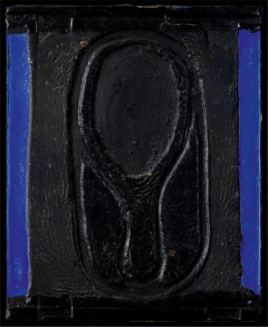 Antoni Tàpies : Miroir noir sur bleu, 1964 