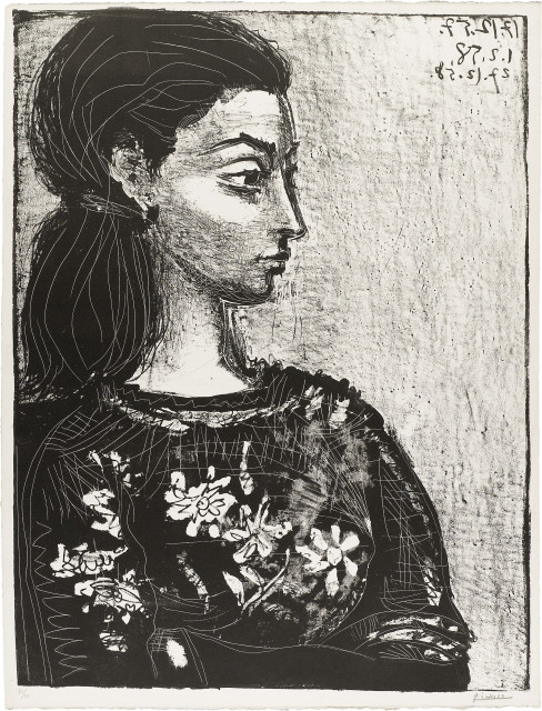 Pablo Picasso : Femme au corsage à fleurs, 1957/1958 