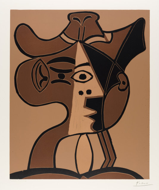 Pablo Picasso  : Grande tête de femme au chapeau , 1962 