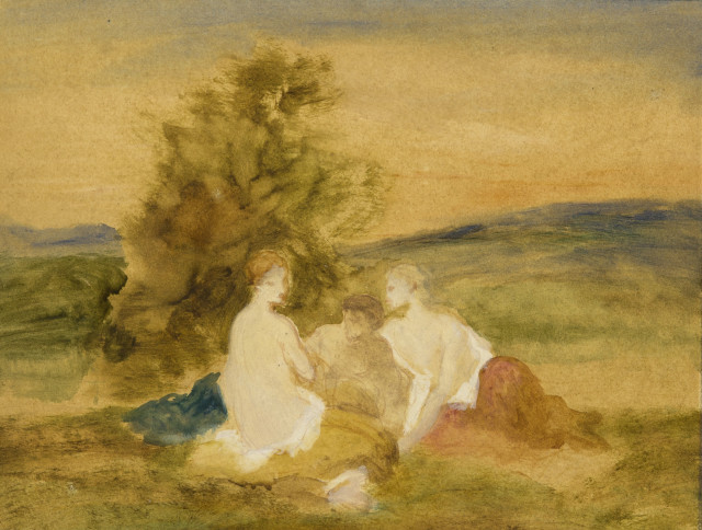 Narcisse Díaz de la Peña : Trois baigneuses,  