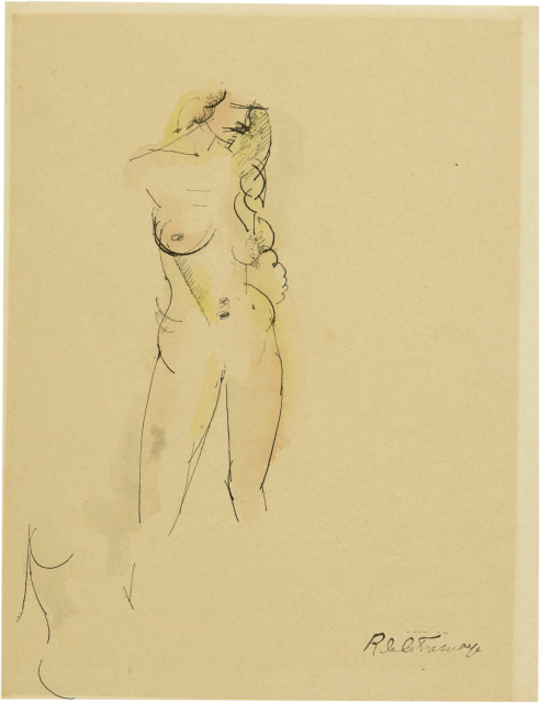 Roger de La Fresnaye : Deux nus. - Bouquet de fleurs. - Nu, 1911, ein Blatt datiert 