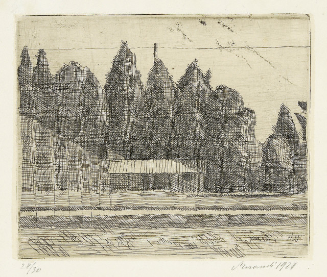 Giorgio Morandi : Campo di tennis ai Giardini Margherita a ..., 1921 