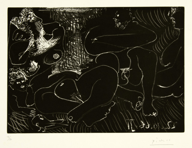Pablo Picasso : La Sieste: deux femmes avec un homme et un ..., 22. Oktober 1966 