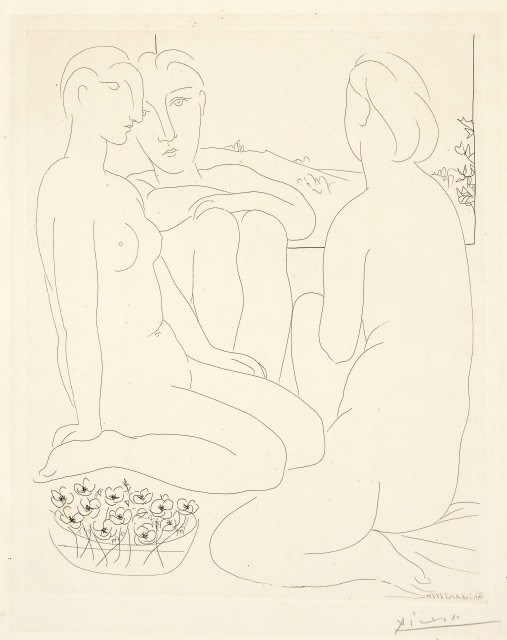 Pablo Picasso : Trois femmes nues et une coupe d'anémones, Paris, 6. April 1933 