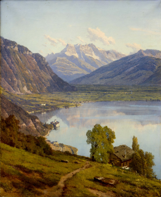 Alfred Chavannes  : Genfersee mit Blick auf Château de Chillon  ..., 1891 