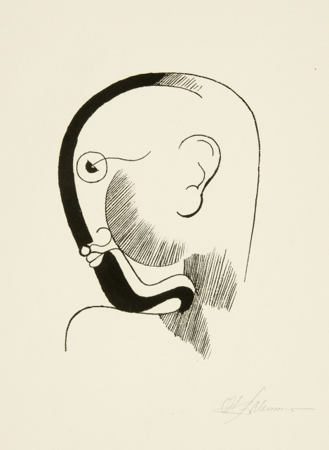 Oskar Schlemmer  : Kopf im Profil mit schwarzer Kontur , 1928 
