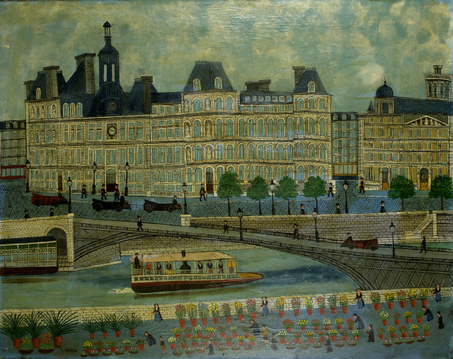 Louis Vivin : Paris Quai de la Seine et marché aux fleurs, Um 1925 
