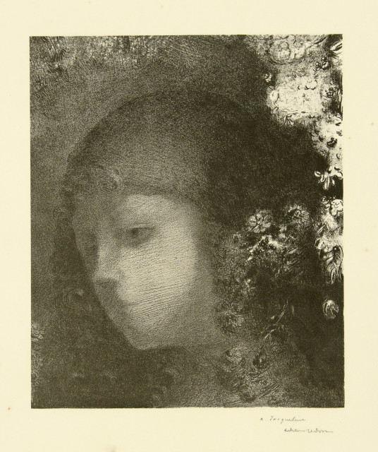 Odilon Redon : Tête d'enfant avec fleure, 1897 