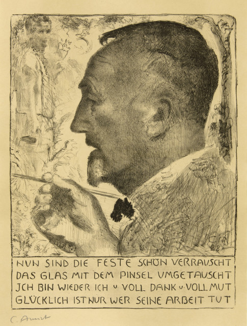 Cuno Amiet :  Der Künstler malend - Blatt zu Weihnachten ..., 1928 