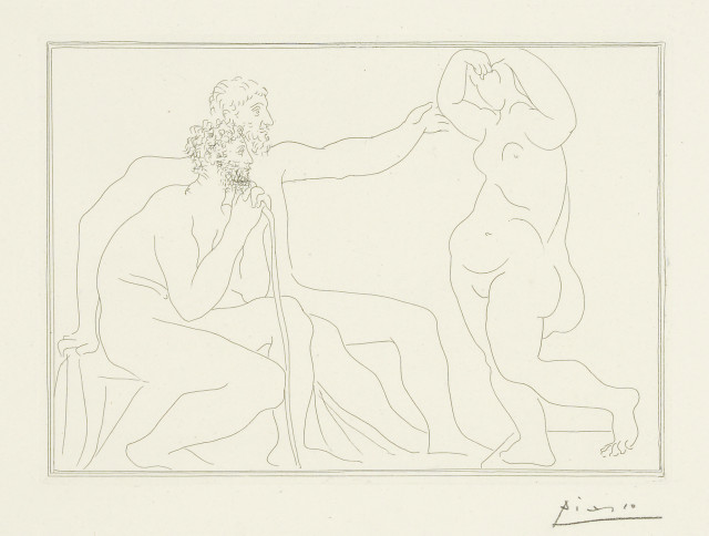 Pablo Picasso  : Deux sculpteurs devant une statue , 9. Juli 1931 
