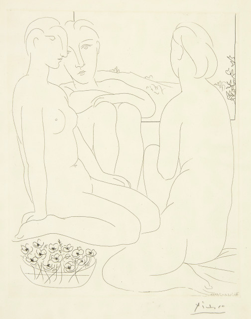 Pablo Picasso : Trois femmes nues et une coupe d'anémones, Paris, 6. April 1933 