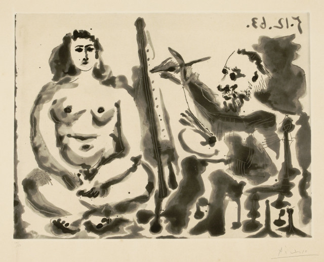 Pablo Picasso : Peintre et modèle. IV, Mougins, 5. Dezember 1963 