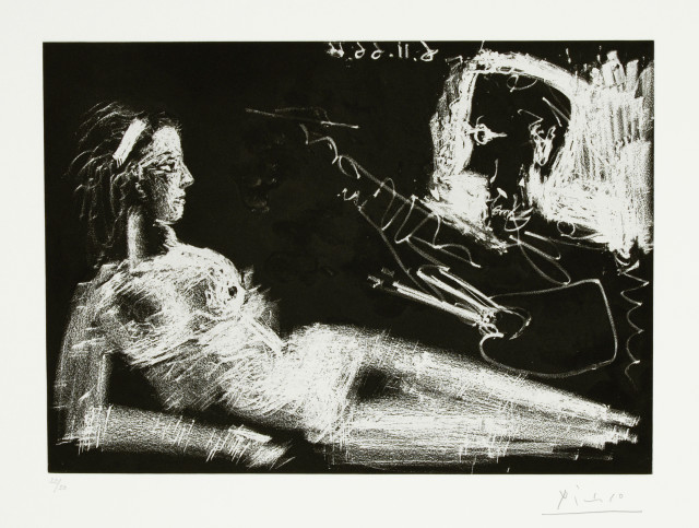 Pablo Picasso : Peintre et modèle au bandeau, 1966 