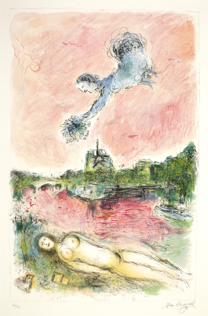 Marc Chagall  : Vue sur Notre-Dame , 1980 