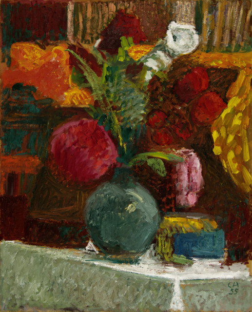 Cuno Amiet : Blumen in grüner Vase, 1955 