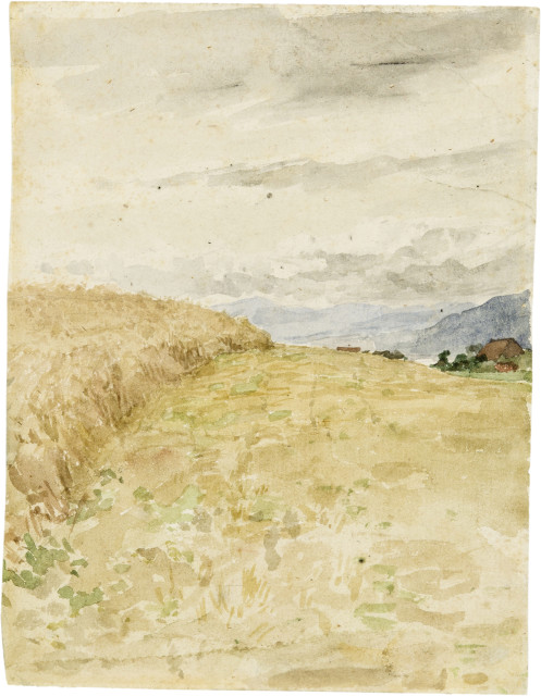 Albert Anker  : Kornfeld bei Ins , Um 1880 
