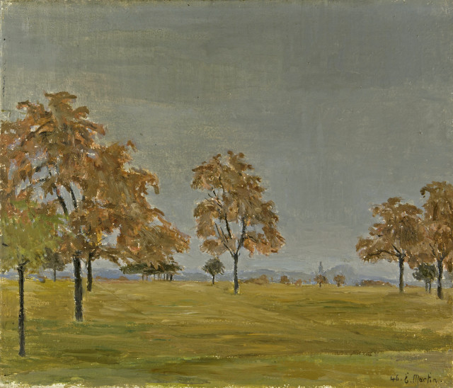 Eugène Martin : Obstbäume in flacher Landschaft, 1946 