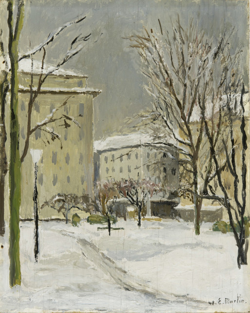 Eugène Martin : Stadtlandschaft im Winter, 1948 