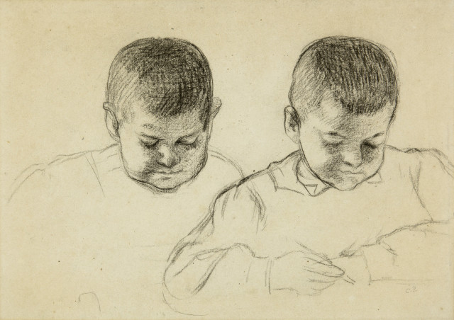 Camille Pissarro : Zwei Studien des Kopfes von Lucien Pissarro -..., 1868-1870 