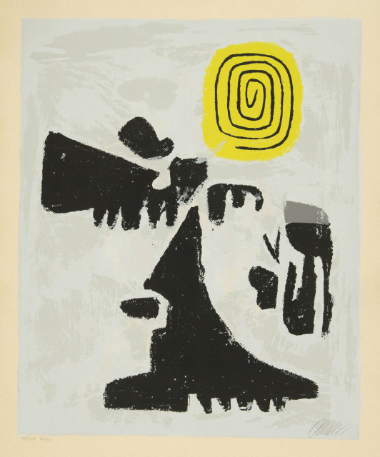 Willi Baumeister  : Ideogramm mit gelber Spirale , 1952 